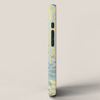 Elegant Blooms: Modern Floral Art in Soft Yellow and Teal iPhone Case Gallery Image 2