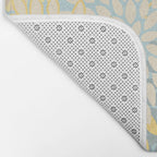 Elegant Blooms: Modern Floral Art in Soft Yellow and Teal Bath Mat Gallery Image 2
