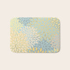 Elegant Blooms: Modern Floral Art in Soft Yellow and Teal Bath Mat Gallery Image 1