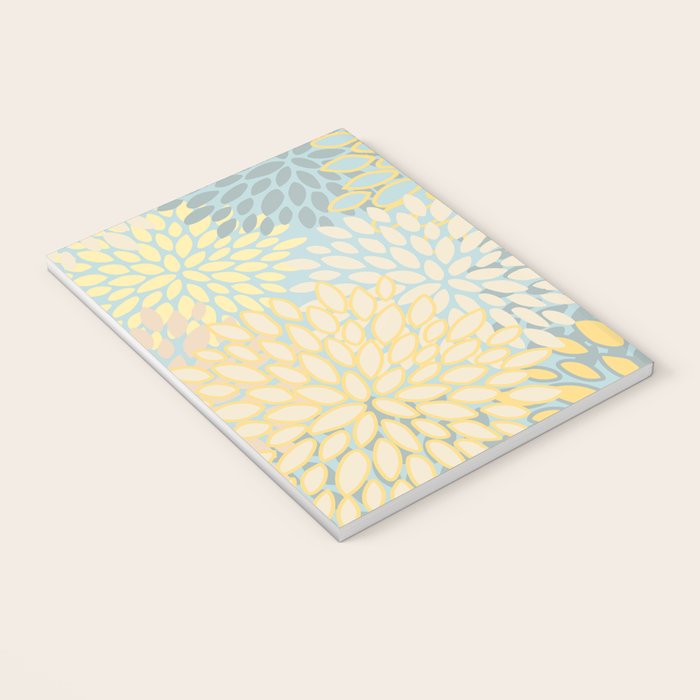 Elegant Blooms: Modern Floral Art in Soft Yellow and Teal Notebook Gallery Image 3
