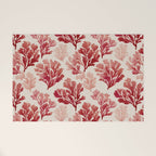 Elegant Red Coral Pattern Welcome Mat Gallery Image 1