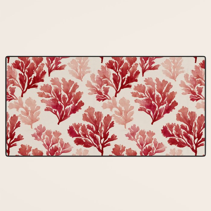 Elegant Red Coral Pattern Desk Mat Gallery Image 3