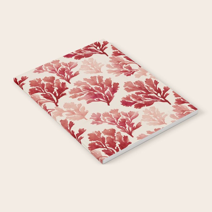 Elegant Red Coral Pattern Notebook Gallery Image 1