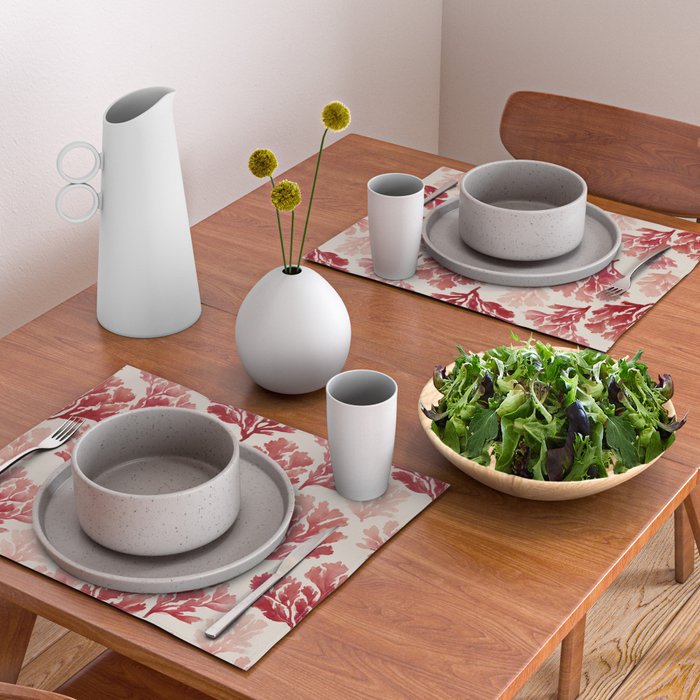 Elegant Red Coral Pattern Placemat Gallery Image 2