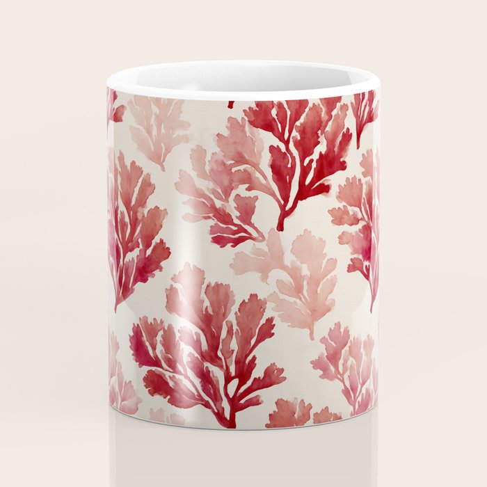 Elegant Red Coral Pattern Coffee Mug Gallery Image 4