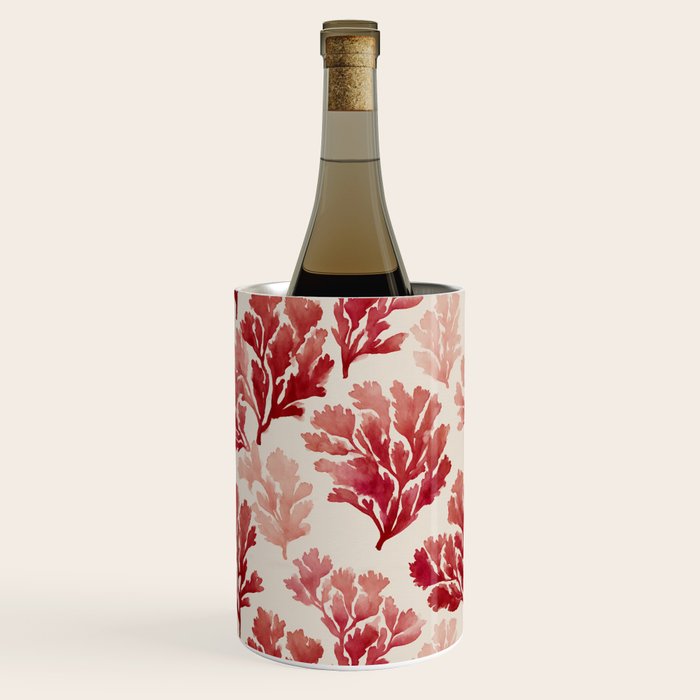 Elegant Red Coral Pattern Wine Chiller Gallery Image 2