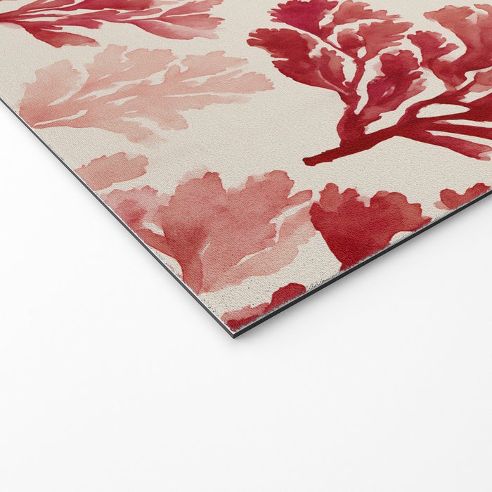 Elegant Red Coral Pattern Welcome Mat Gallery Image 2