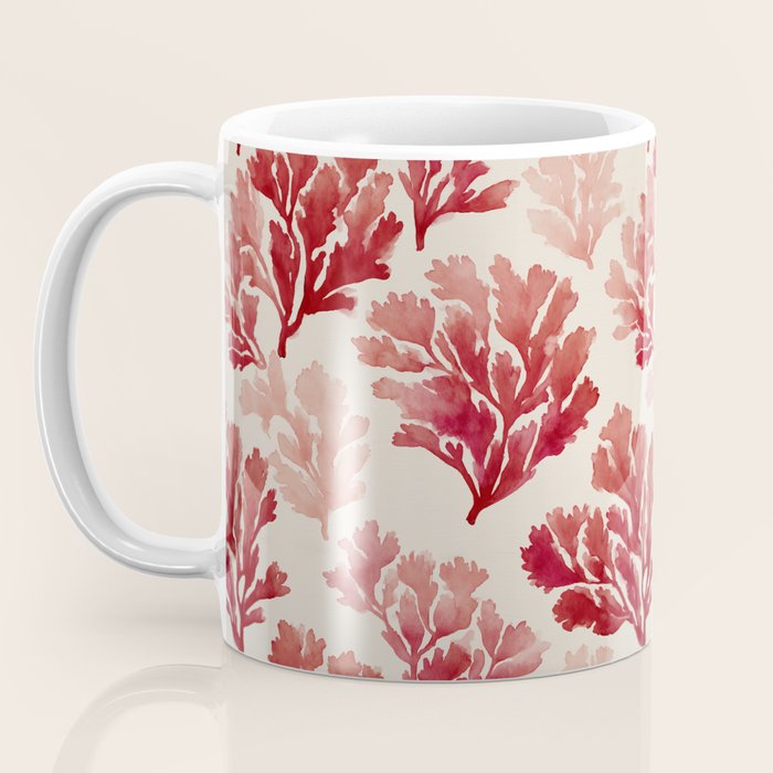 Elegant Red Coral Pattern Coffee Mug Gallery Image 3