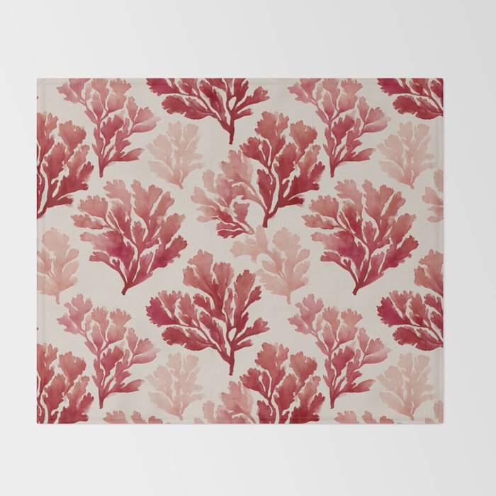 Elegant Red Coral Pattern Throw Blanket Gallery Image 2