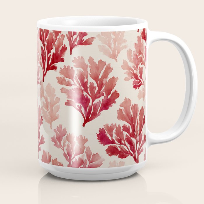 Elegant Red Coral Pattern Coffee Mug Gallery Image 2