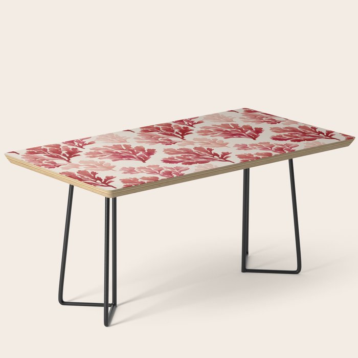 Elegant Red Coral Pattern Coffee Table Gallery Image 1