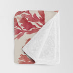 Elegant Red Coral Pattern Throw Blanket Gallery Image 3