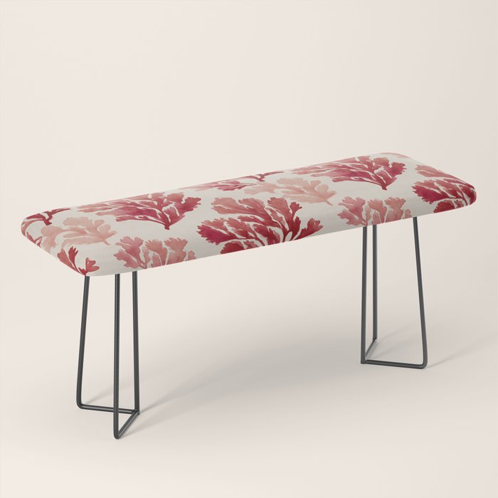Elegant Red Coral Pattern Bench Gallery Image 1