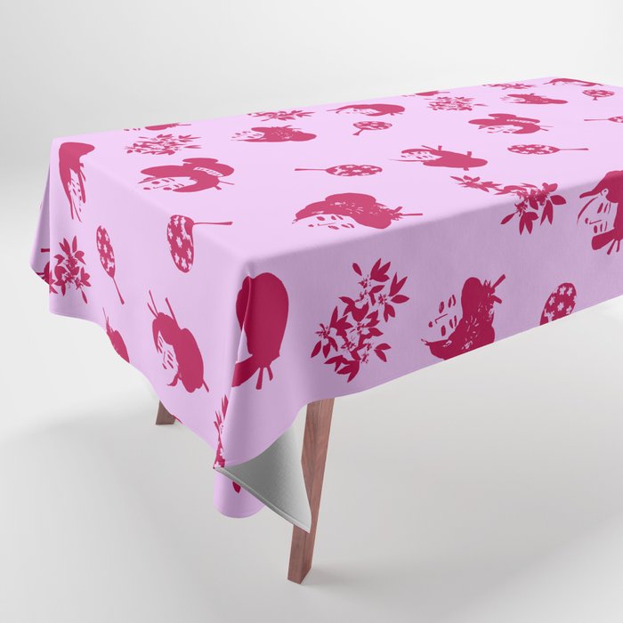 Red and pink Japanese pattern Tablecloth Gallery Image 1