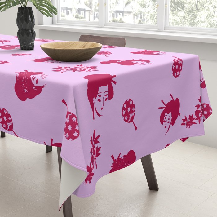 Red and pink Japanese pattern Tablecloth Gallery Image 3