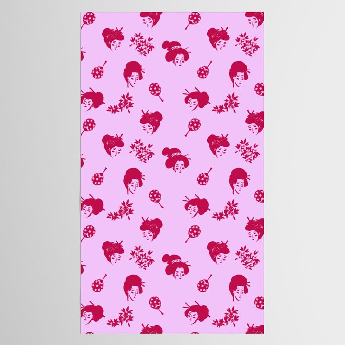 Red and pink Japanese pattern Tablecloth Gallery Image 2