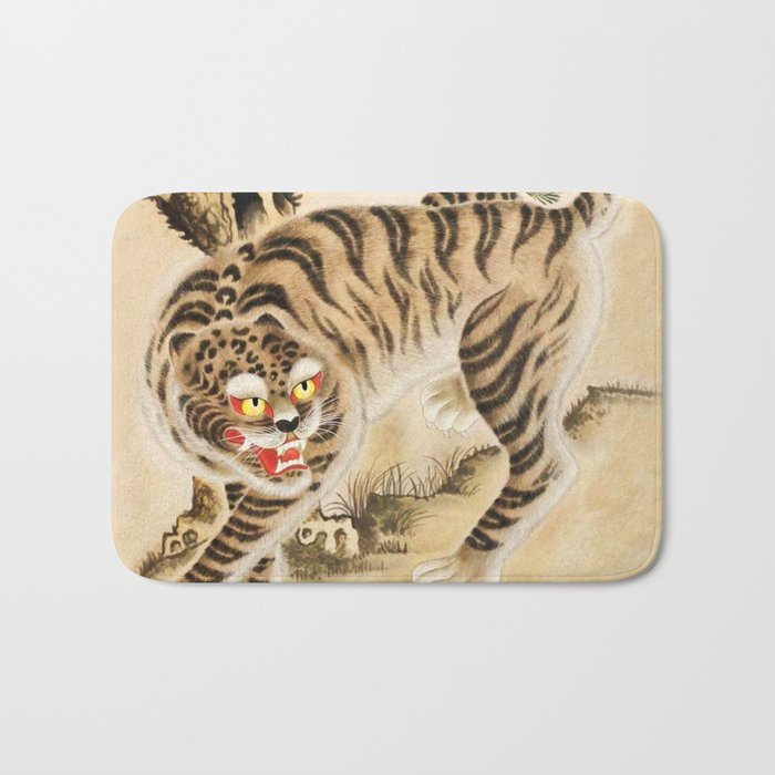 Vintage Minhwa Tiger Under Pine Tree Bath Mat Gallery Image 1
