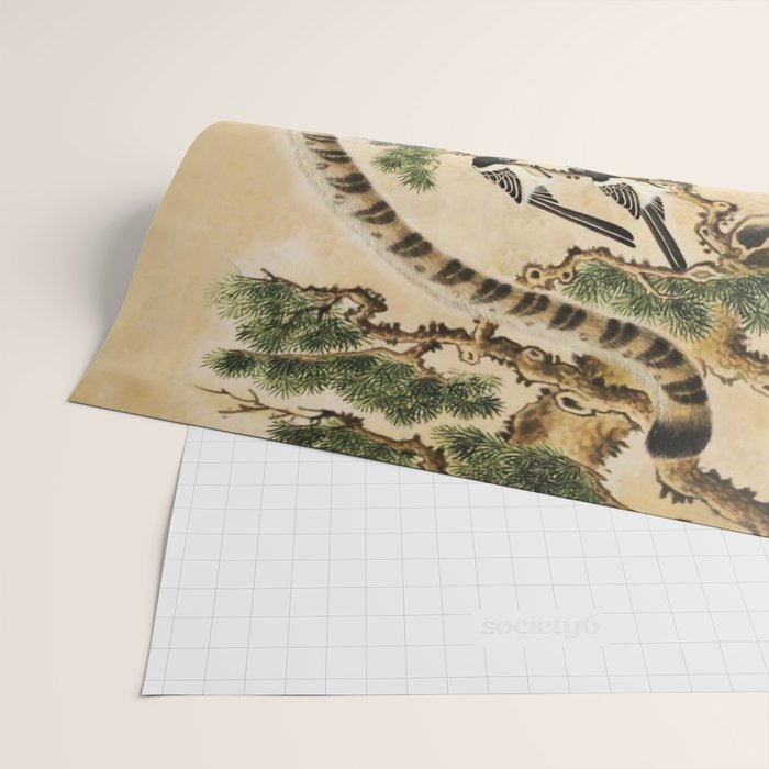 Vintage Minhwa Tiger Under Pine Tree Wrapping Paper Gallery Image 2