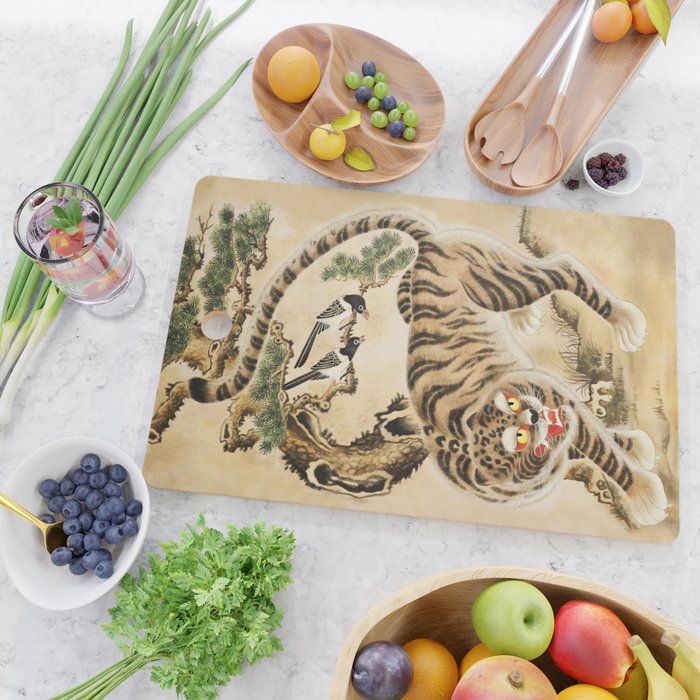 Vintage Minhwa Tiger Under Pine Tree Cutting Board Gallery Image 2