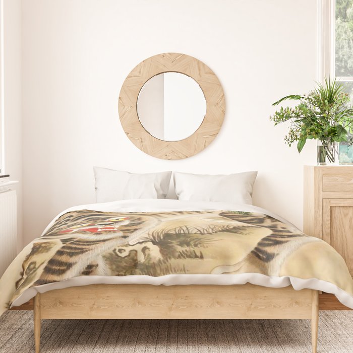 Vintage Minhwa Tiger Under Pine Tree Duvet Cover Gallery Image 3