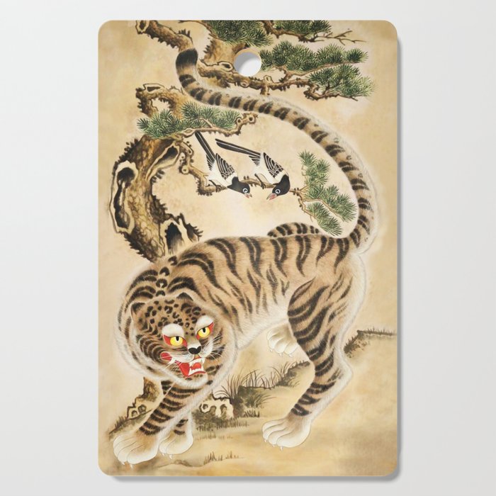 Vintage Minhwa Tiger Under Pine Tree Cutting Board Gallery Image 1