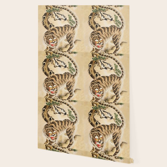 Vintage Minhwa Tiger Under Pine Tree Wallpaper Gallery Image 2
