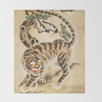 Vintage Minhwa Tiger Under Pine Tree Throw Blanket Gallery Image 2