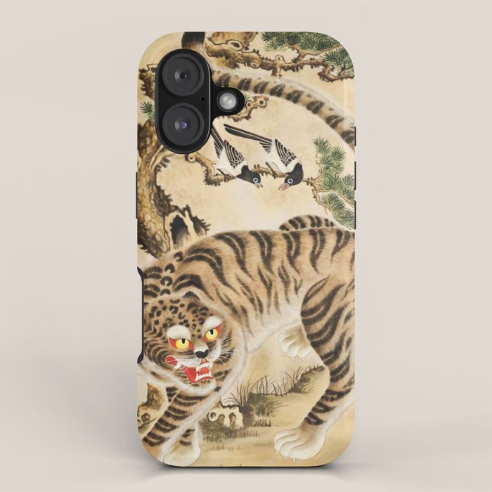 Vintage Minhwa Tiger Under Pine Tree iPhone Case Gallery Image 1
