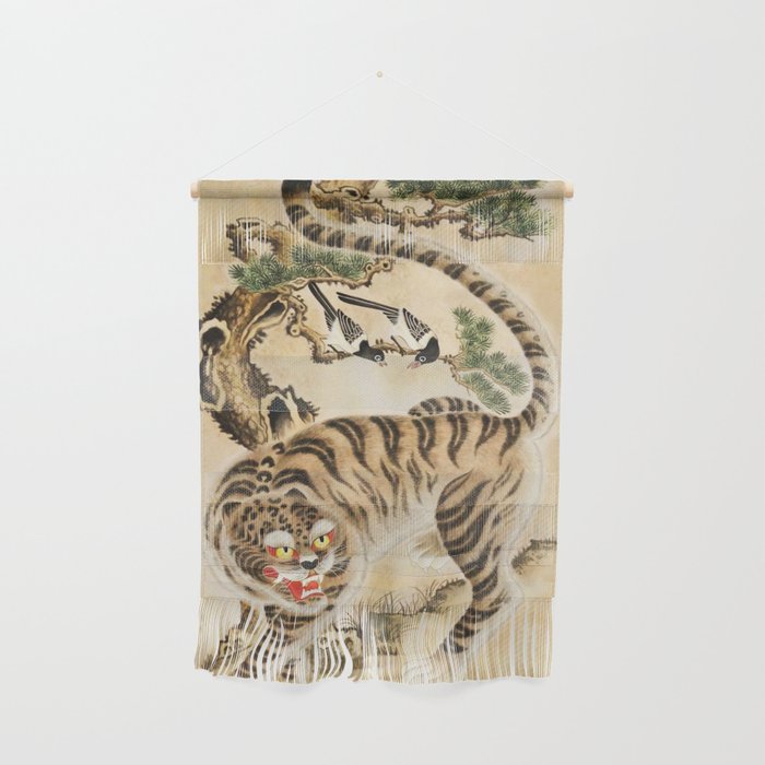 Vintage Minhwa Tiger Under Pine Tree Wall Hanging Gallery Image 1