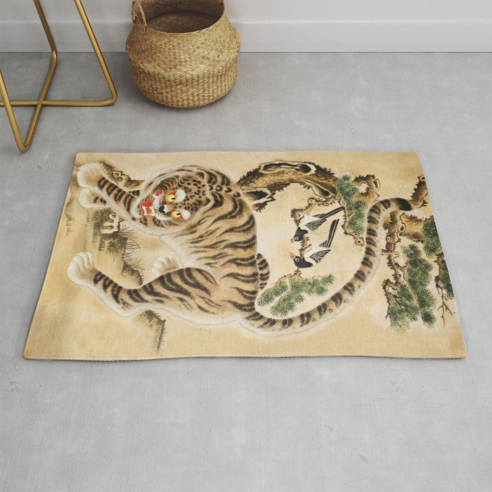 Vintage Minhwa Tiger Under Pine Tree Rug Gallery Image 1