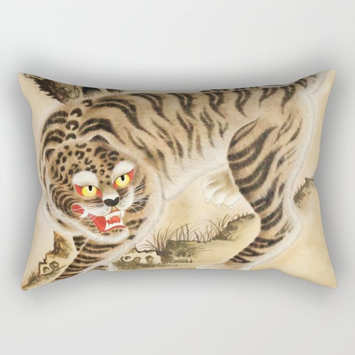 Vintage Minhwa Tiger Under Pine Tree Rectangular Pillow Gallery Image 2