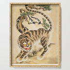 Vintage Minhwa Tiger Under Pine Tree Serving Tray Gallery Image 1