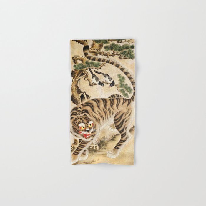 Vintage Minhwa Tiger Under Pine Tree Bath Towel Gallery Image 1