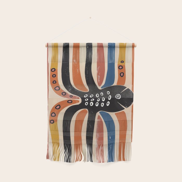 Abstract Octopus with Retro Lines Wall Hanging Gallery Image 1