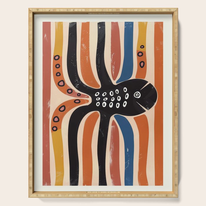 Abstract Octopus with Retro Lines Serving Tray Gallery Image 1