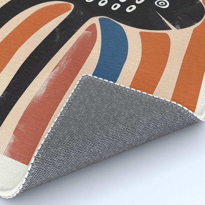 Abstract Octopus with Retro Lines Rug Gallery Image 4