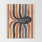 Abstract Octopus with Retro Lines Throw Blanket Gallery Image 2