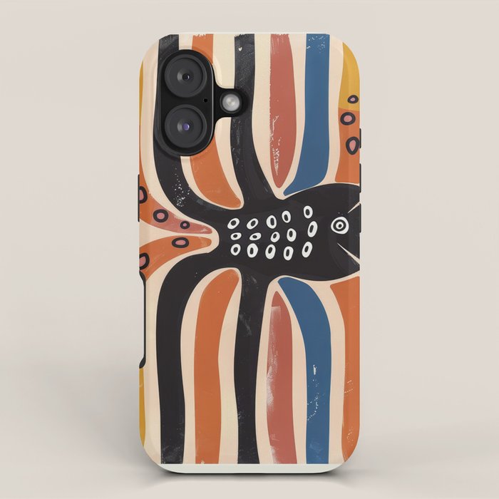 Abstract Octopus with Retro Lines iPhone Case Gallery Image 1