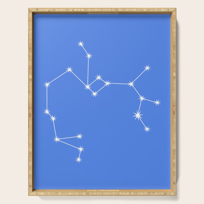 Sagittarius Zodiac Star Constellation Line Art Bright Blue Serving Tray Gallery Image 1