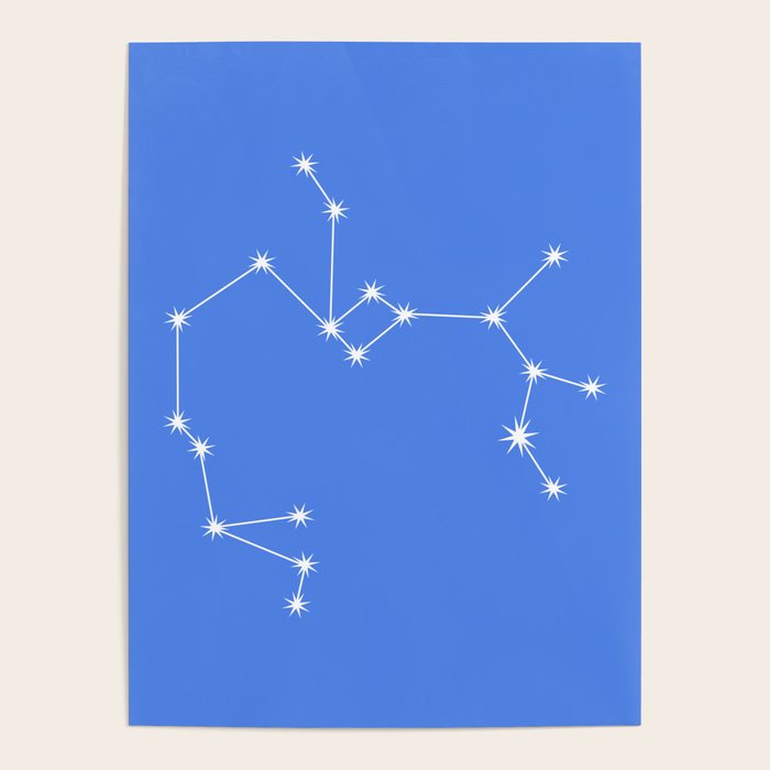 Sagittarius Zodiac Star Constellation Line Art Bright Blue Poster Gallery Image 4