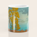 Vintage Japanese Woodblock Print Autumn Japanese Landscape Field Tall Tree Coffee Mug Gallery Image 4