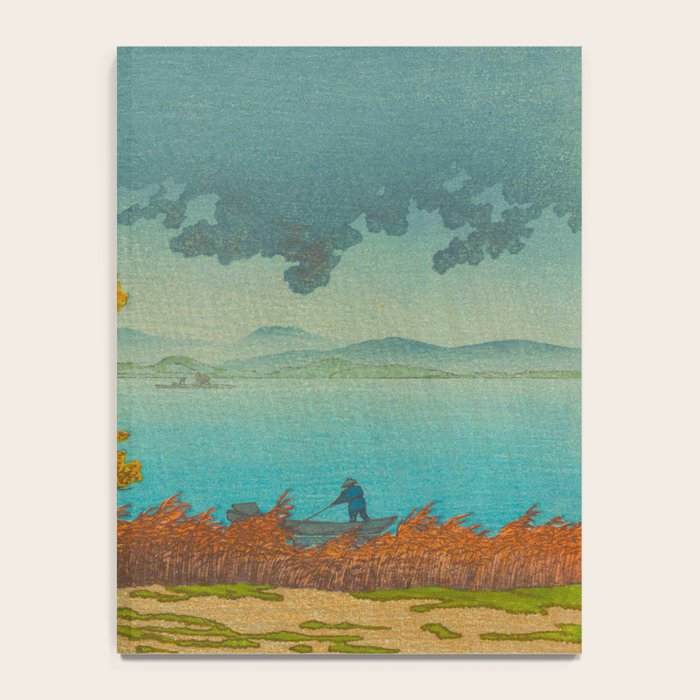 Vintage Japanese Woodblock Print Autumn Japanese Landscape Field Tall Tree Notebook Gallery Image 4