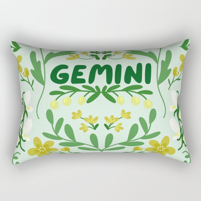 Gemini Retro Folk Art Rectangular Pillow Gallery Image 1