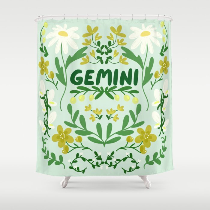 Gemini Retro Folk Art Shower Curtain Gallery Image 1
