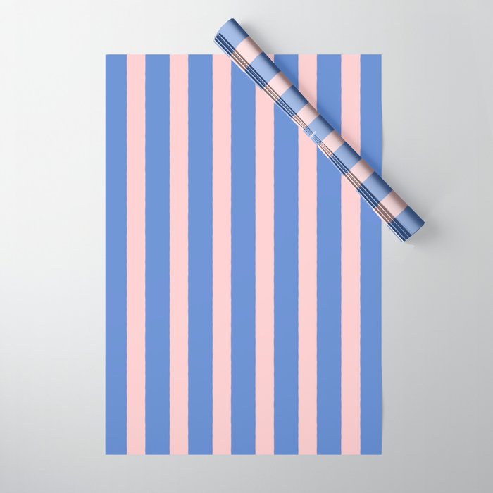 Simple Stripes Pattern - Blue Pink Wrapping Paper Gallery Image 1