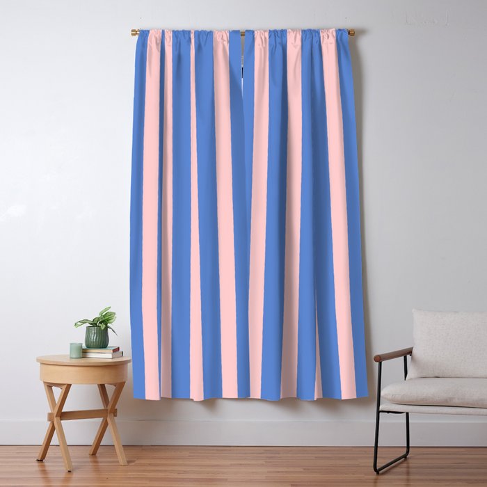 Simple Stripes Pattern - Blue Pink Window Curtain Gallery Image 1