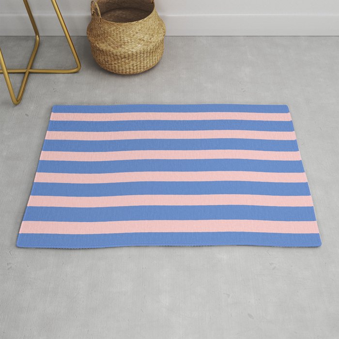 Simple Stripes Pattern - Blue Pink Rug Gallery Image 1