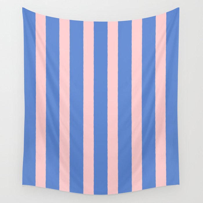 Simple Stripes Pattern - Blue Pink Wall Tapestry Gallery Image 4