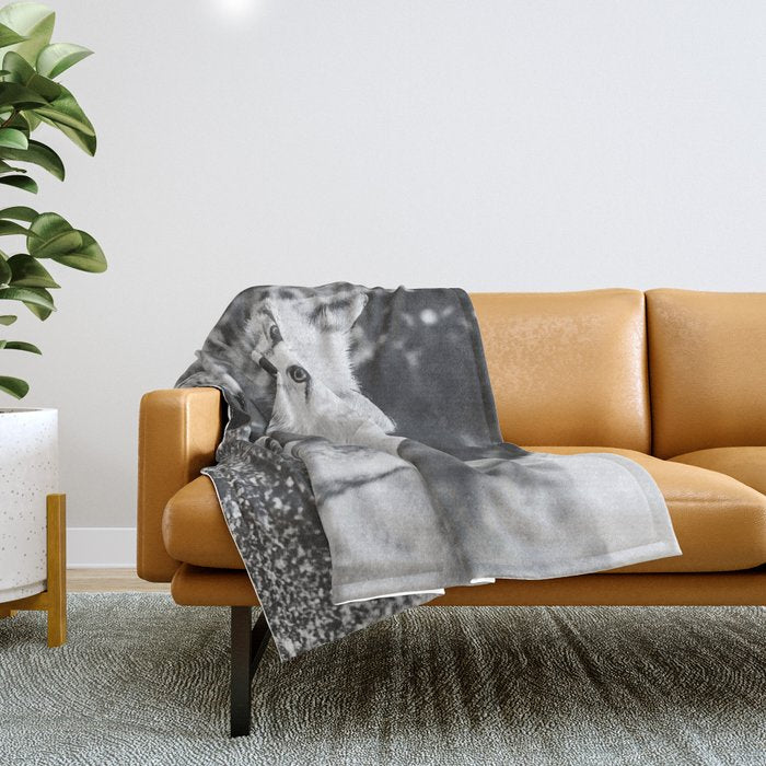CURIOUS FOX III Throw Blanket Gallery Image 1