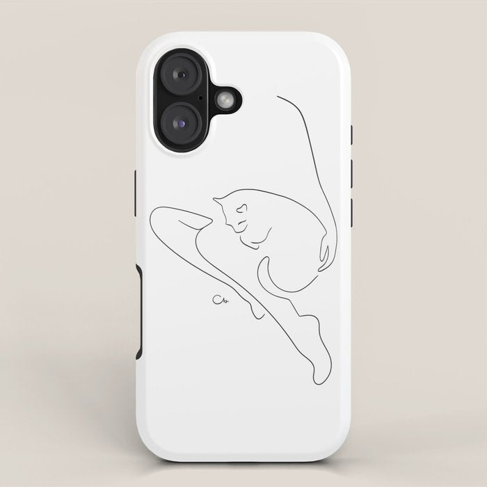 Girl with a sleeping cat iPhone Case Gallery Image 1